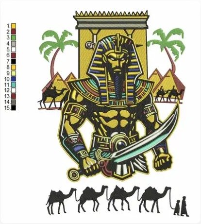 Detailed multicolor artwork reference for embroidery digitizing